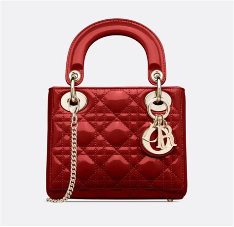 Mini Lady Dior Wallet Cherry Red Patent Cannage Calfskin